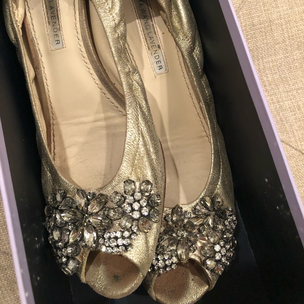 Vera wang, open toe embellished flats